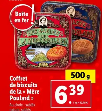 Lidl Coffret de biscuits de la << Mère Poulard >> Au choix : sablés nature, sablés caramel ou palets offre