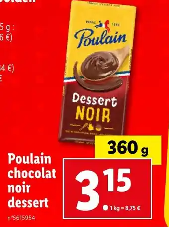 Lidl Poulain chocolat noir dessert offre