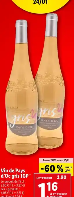 Lidl Vin de Pays d'Oc gris IGP* offre