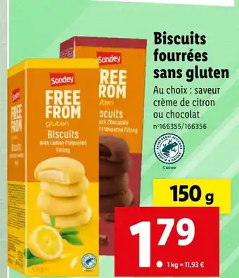 Lidl Biscuits fourrées sans gluten offre