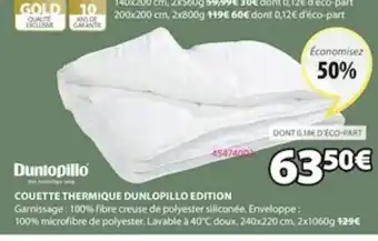 JYSK Couette Thermique Dunlopillo Edition offre