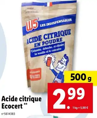 Lidl Acide citrique Ecocert offre