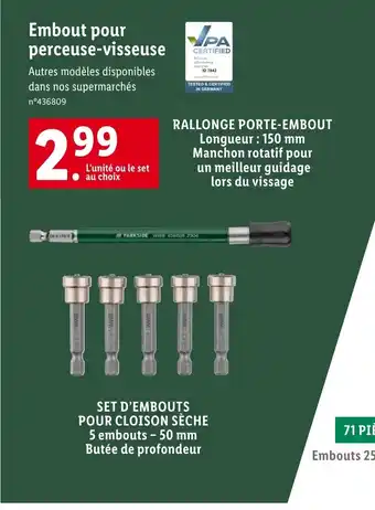 Lidl Embout pour perceuse-visseuse offre