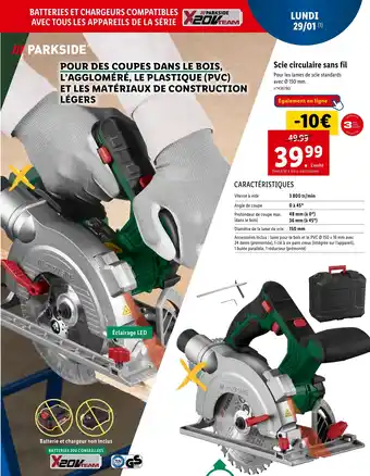 Lidl Scie circulaire sans fil offre