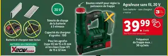 Lidl Agrafeuse sans fil, 20 V offre