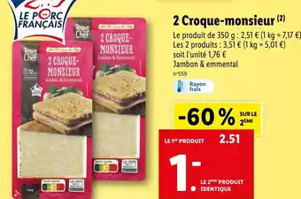 Lidl 2 Croque-monsieur (²) offre