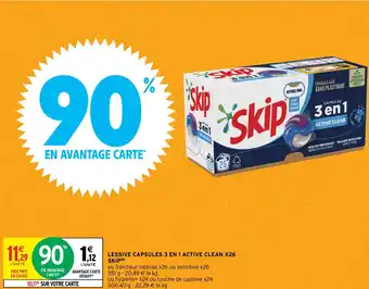 Intermarché LESSIVE CAPSULES 3 EN 1 ACTIVE CLEAN X26 SKIP (b) offre