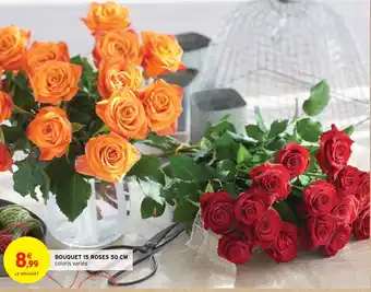 Intermarché BOUQUET 15 ROSES 50 CM coloris variés offre