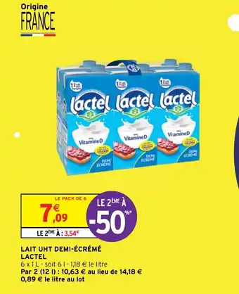 LAIT UHT DEMI-ÉCRÉMÉ LACTEL