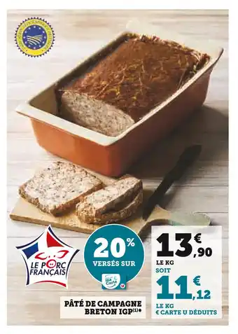 Super U Pâté de campagne breton igp offre