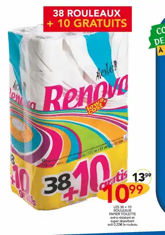 Stokomani Renova les 38 + 10 rouleaux papier toilette offre