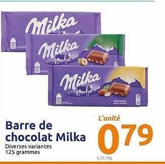 Action Barre De Chocolat Milka offre