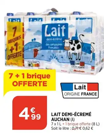 Bi1 Lait Demi-Écrémé Auchan offre