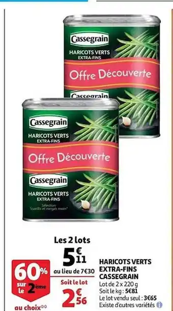 Auchan Haricots Verts Extra-fins Cassegrain offre