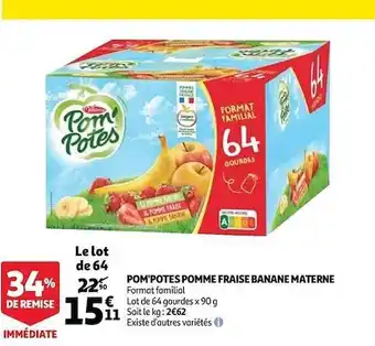 Auchan Pom'potes Pomme Fraise Banane Materne offre