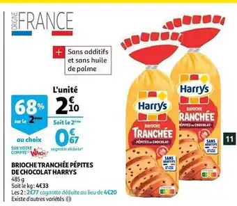 Auchan Brioche Tranchée Pépites De Chocolat Harrys offre