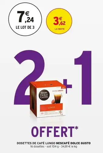 Intermarché Nescafé dosettes de café lungo dolce gusto offre