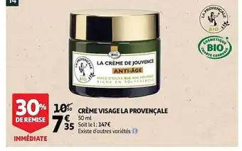 Auchan Crème Visage La Provençale offre