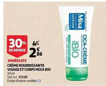 Auchan Crème Nourrissante Visage Et Corps Mixa Bio offre