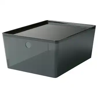 IKEA Kuggis boîte avec couvercle, incolore noir, 26x35x15 cm offre