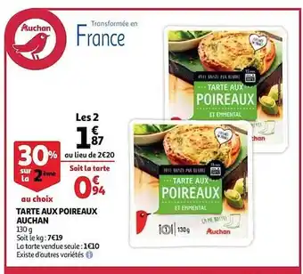 Auchan Tarte Aux Poireaux Auchan offre