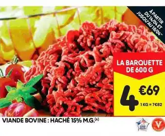 Leader Price Viande Bovine : Haché 15% M.g. offre