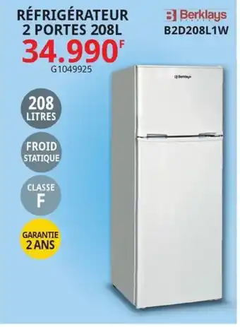 Gitem RÉFRIGÉRATEUR 2 PORTES 208L offre