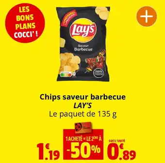 Coccinelle Express Chips saveur barbecue LAY'S Le paquet de 135 g offre