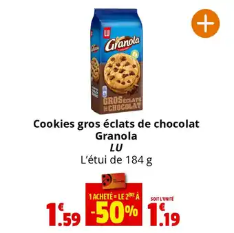 Coccinelle Express Cookies gros éclats de chocolat Granola LU offre