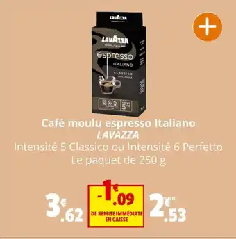 Coccinelle Supermarché Café moulu espresso Italiano LAVAZZA offre