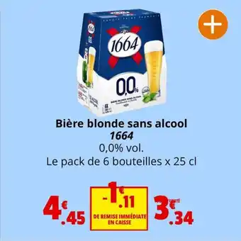 Coccinelle Supermarché Bière blonde sans alcool 1664 offre