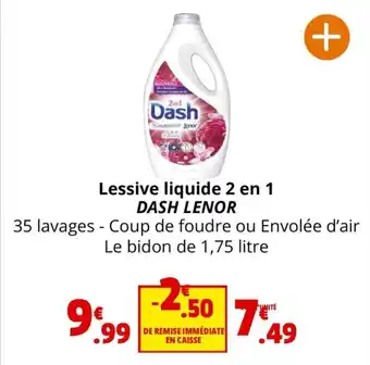 Coccinelle Supermarché Lessive liquide 2 en 1 DASH LENOR offre