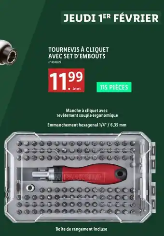 TOURNEVIS À CLIQUET AVEC SET D'EMBOUTS