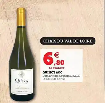 Super U Quincy Aoc Domaine Des Coudereau 2020 offre