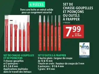 Lidl SET DE CHASSE-GOUPILLES ET POINÇONS OU OUTILS À FRAPPER offre