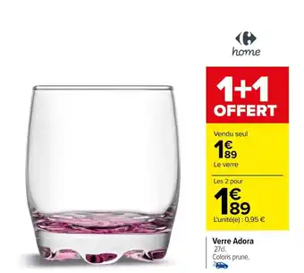 Carrefour Verre Adora 27cl. Coloris prune. offre