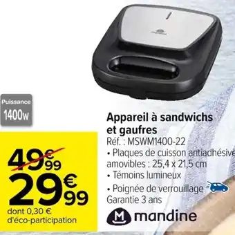 Carrefour Appareil à sandwichs et gaufres offre