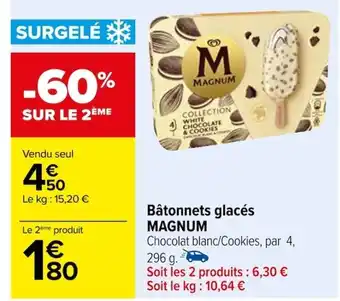 Carrefour Bâtonnets glacés MAGNUM offre