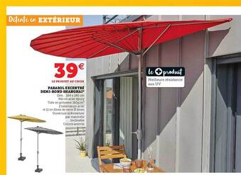 Super U Parasol Excentré Demi-rond Shanghai offre