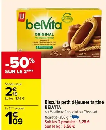 Carrefour Biscuits petit déjeuner tartiné BELVITA offre