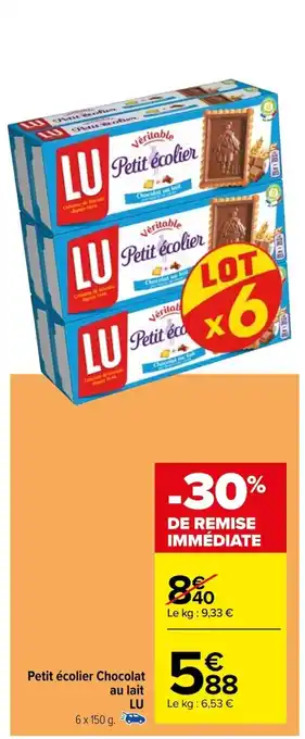 Carrefour Petit écolier Chocolat au lait LU offre