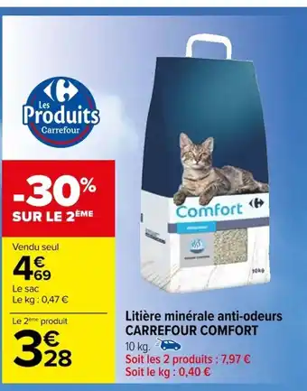 Carrefour Litière minérale anti-odeurs CARREFOUR COMFORT 10 kg. offre