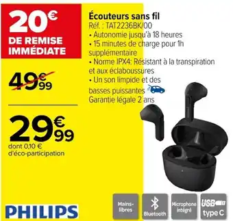 Carrefour Écouteurs sans fil offre