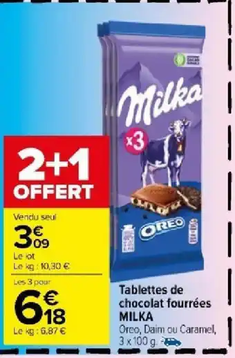 Carrefour Market Tablettes de chocolat fourrées MILKA offre