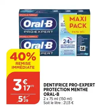 Bi1 Dentifrice Pro-Expert Protection Menthe Oral-B offre