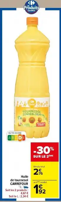Carrefour Market Huile de tournesol CARREFOUR offre