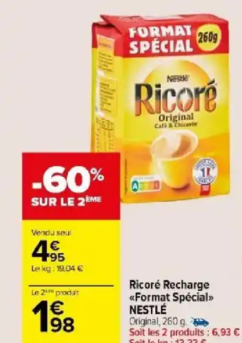 Carrefour Market Ricoré Recharge <<Format Spécial>> NESTLÉ Original, 260 g. offre