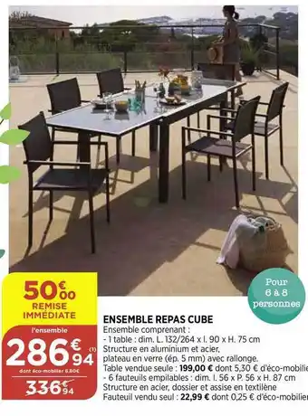 Bi1 Ensemble Repas Cube offre
