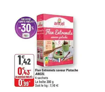G20 Flan Entremets Saveur Pistache Ancel offre