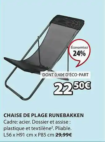 JYSK Chaise De Plage Runebakken offre